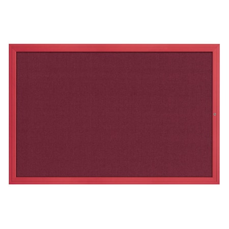 United Visual Products Hinge-less Radius Corkboard, 24"x36", Satin Alum Frame/Cinnabar UVEB2436R-SATIN-CINNABA